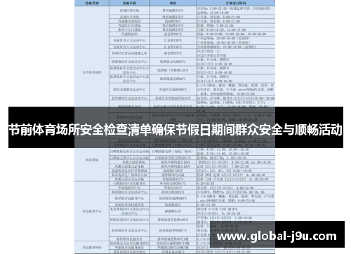 节前体育场所安全检查清单确保节假日期间群众安全与顺畅活动